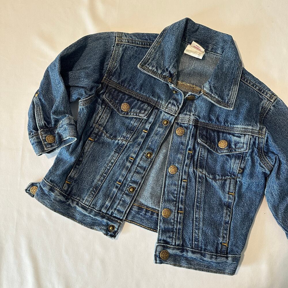 Vintage Faded Glory 100% Cotton Denim Gender Neutral Jean Jacket Sz 24 mo